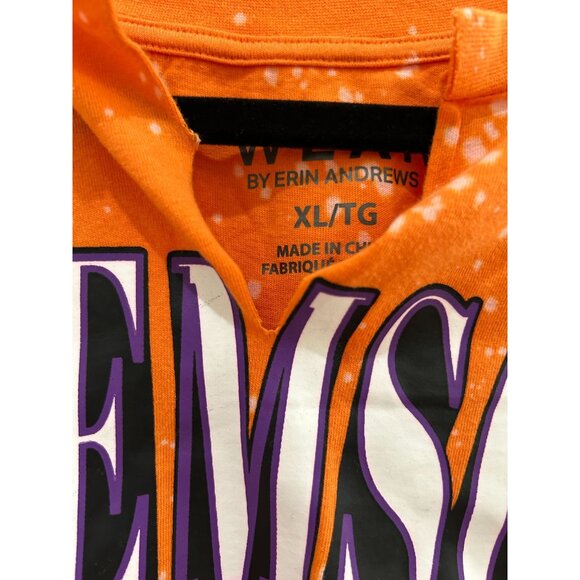 Clemson Tigers Womens XL Orange Bleached Graphic T-Shirt By Erin Andrews - Picture 2 of 3